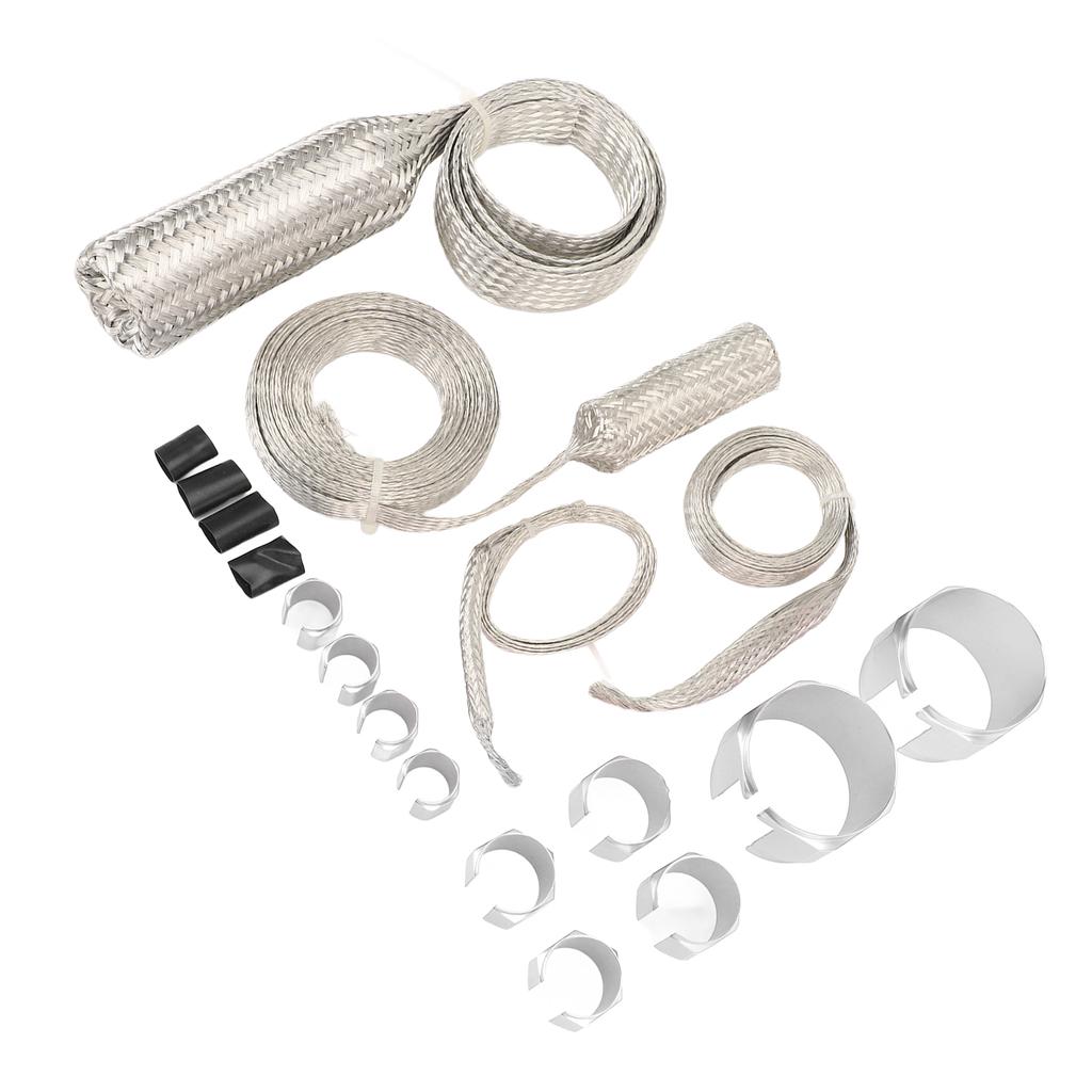 Stainless Steel Dress Up Hose Cover Kit Universal Radiator Hose Sleeving Set Extreme Heat Resistant for Vehicle Silver