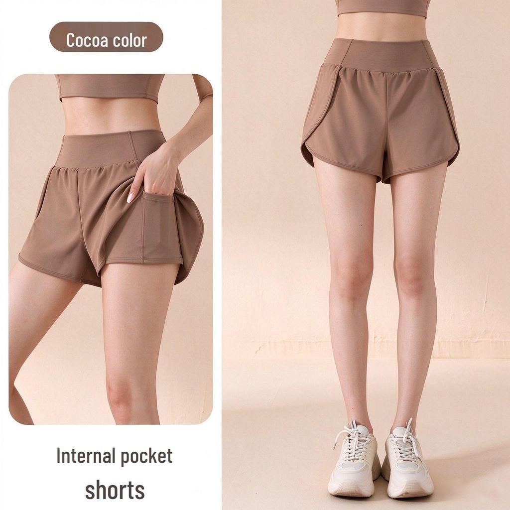 Women's 2025 High-Waisted Sports Shorts with Pockets - Hip-Lifting, Anti-Exposure, Loose Fit for Running & Yoga