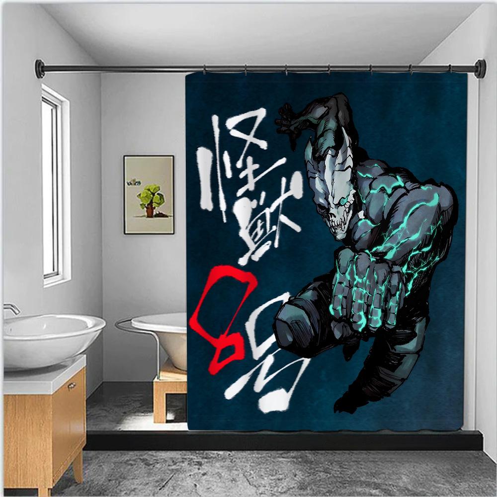 Japan Comics Kaiju No.8 Shower Curtain Waterproof Polyester Fabric Paint Bath Curtains Home Bathroom Decor Curtain Hook