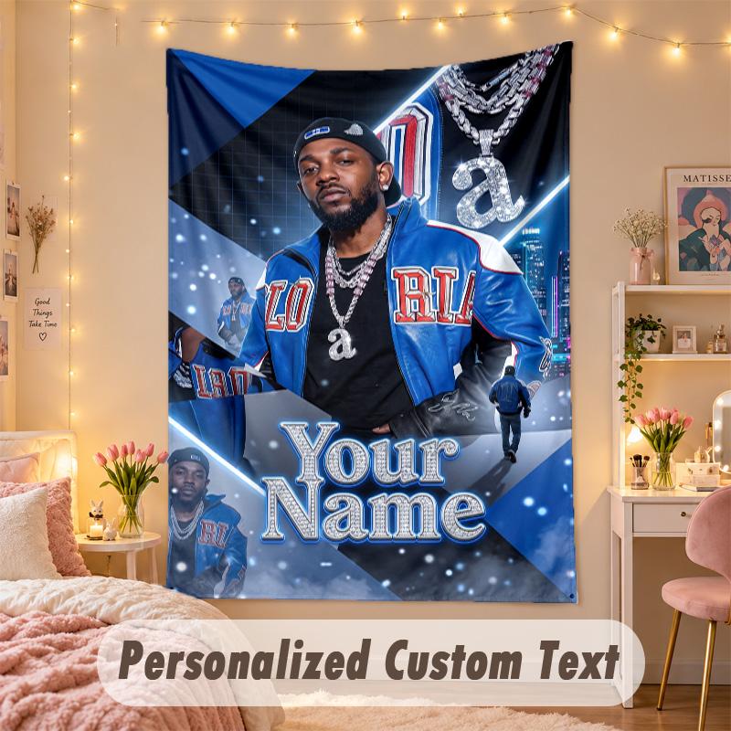 Custom Personalized Tapestry,Kendrick Lamar Print Custom Name Text Wall Art Hanging for Bedroom