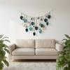 Cotton Rope Wall Hanging with Leaf Ornaments Handmade for Bedroom, Studio