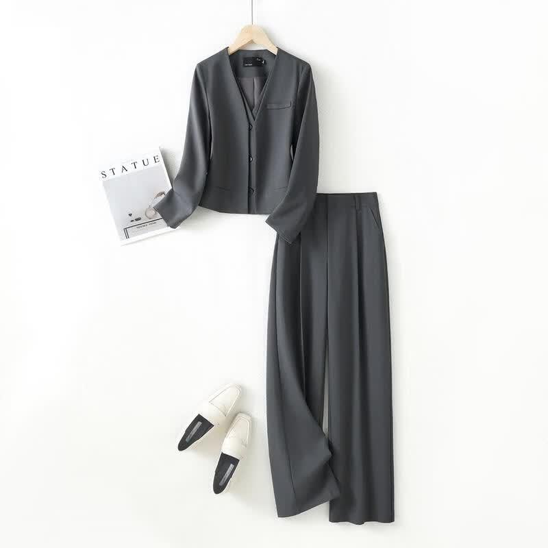 IHIMI Women s Double-Breasted Suit Set M