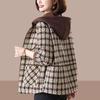 Autumn Large Size Fashion Plaid Short Hooded Jacket