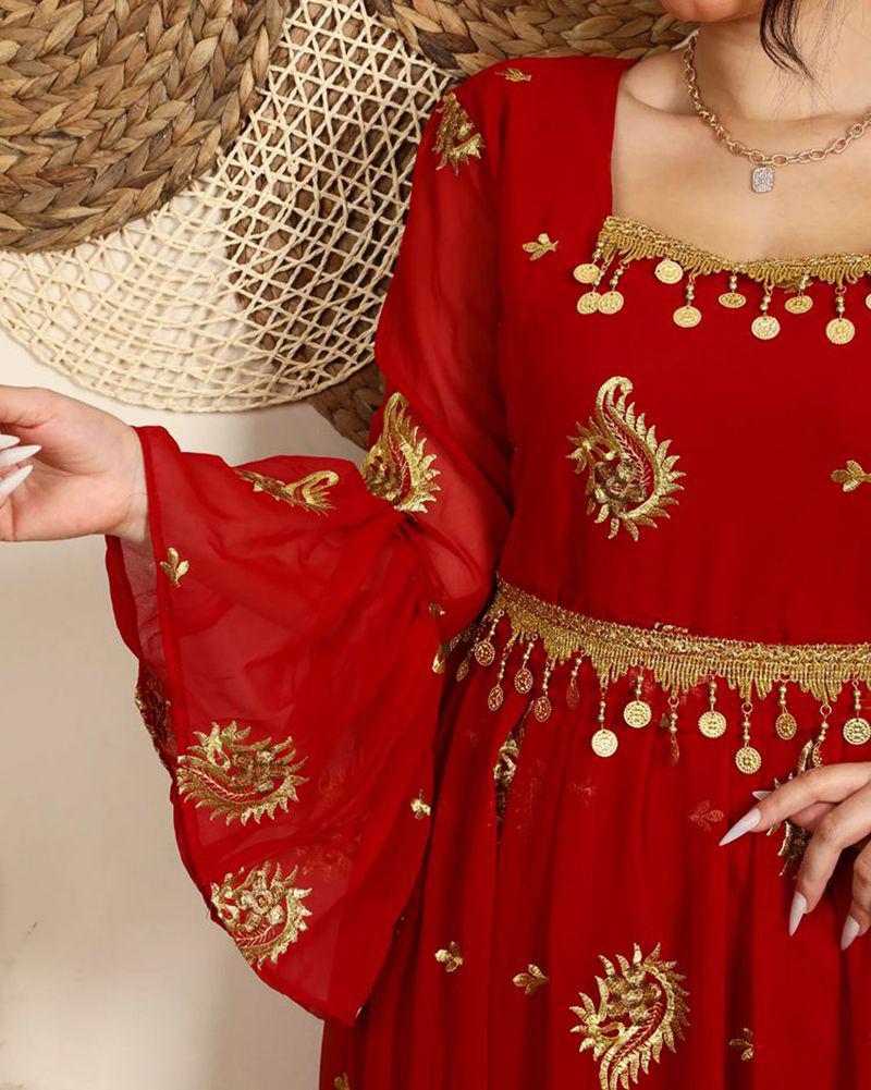 Spring/Summer 2022 Sexy Chiffon Embroidered Belt Dress for Women