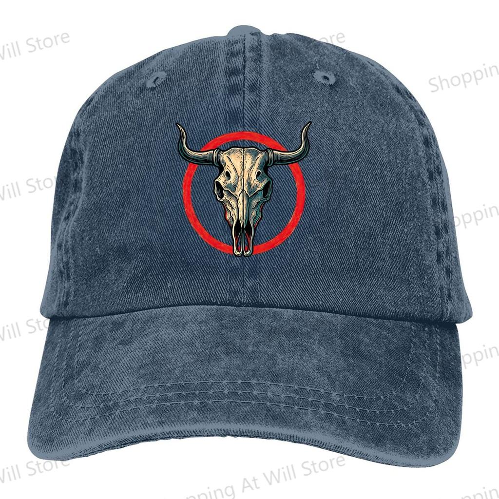 Vintage Cow Skull Baseball Cap Men Women Sun visor Washed Baseball Caps