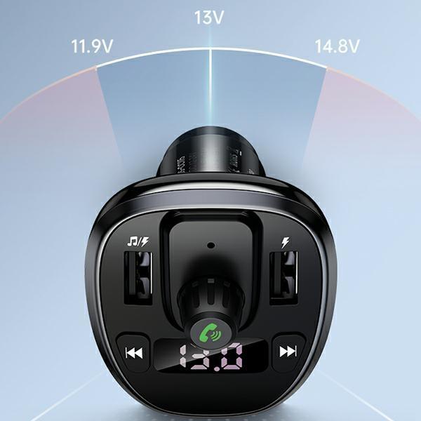 Usams Zestaw Głośnomówiący C21Z Transmiterem Fm, Bluetooth 5.0, Mp3, 2Xusb 3,4A Czarny/Black Cc115Gc01 (Us-Cc115)