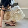 Ladies' Open Toed Square Toe Low Heeled Shoes with A New Style, Simple and Minimalist Style, with Small Toe and Flip Flops