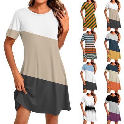 Women's Fashion Casual Print Round Neck Short Sleeve Short Dress