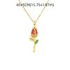 Minimalist Tulip Flower Pendant Necklace Elegant Stainless Steel Choker Zircon Pendant  Party