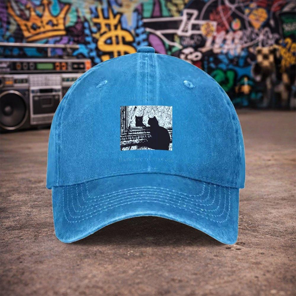 Pc Unisex Cat Reflection Vintage Washed Baseball Cap Unisexs Trendy Hat Versatile Duckbill Cap Fun Print A Unique Birthda