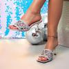 2026 Summer Women's Stiletto Square Toe High-heeled Slides - European and American Hollow Design Sandals