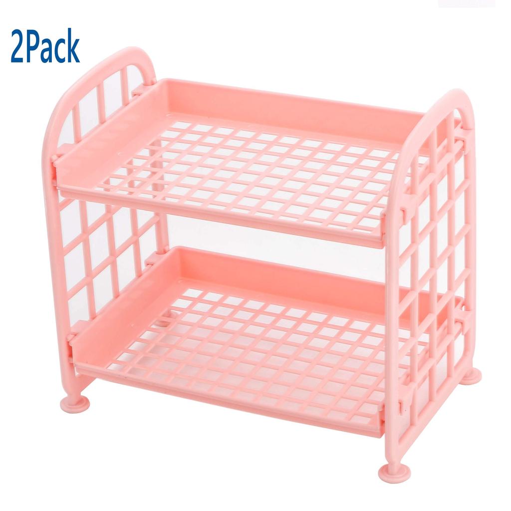 Scaffale Multifunzionale in Plastica a 2 Piani Organizer per Trucco per Skincare Ufficio Cucina Camera da Letto Bagno Scaffale Vuoto a Due Strati