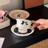 Bow High Looking Girl Coffee Cup Saucer Set Creative Ceramic Tea Cup Gift Household Water Cup Breakfast Cup