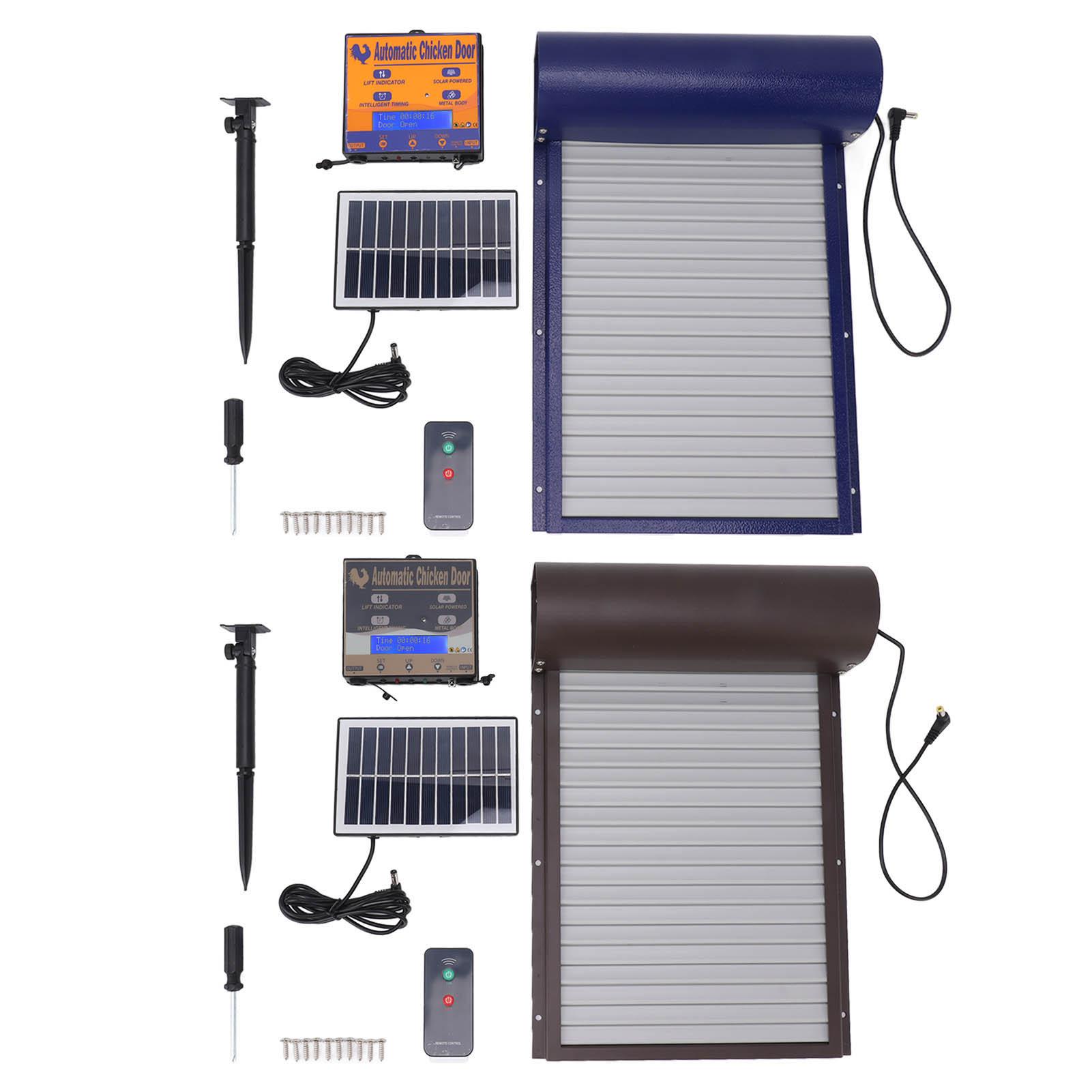 Solar Powered Automatic Chicken Coop Door Auto Chicken Door Opener with Light Sensor Timer Remote Control marrone