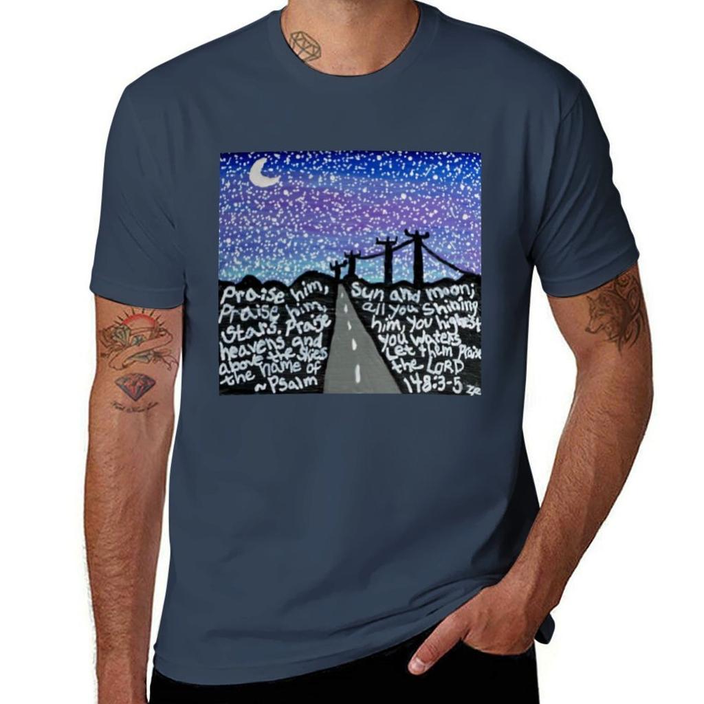 Night Sky With Bible Verse Psalm 14835 Tshirt Durable Work Wear Tshirt