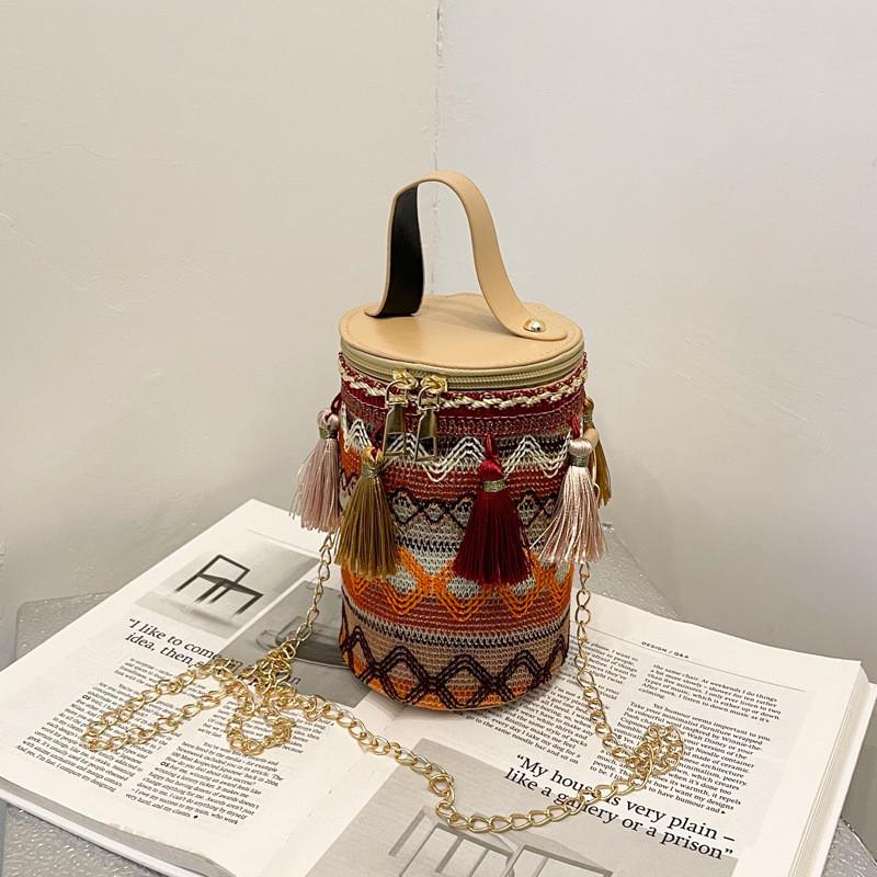 Bohemian Tote Bag For Women With Woven Detailing And Zipper Closure For Daily Use