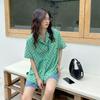 Women's Checkered Short Sleeved Shirts Summer American Style Thin Blouses Loose Casual Versatile Ladies Clothing