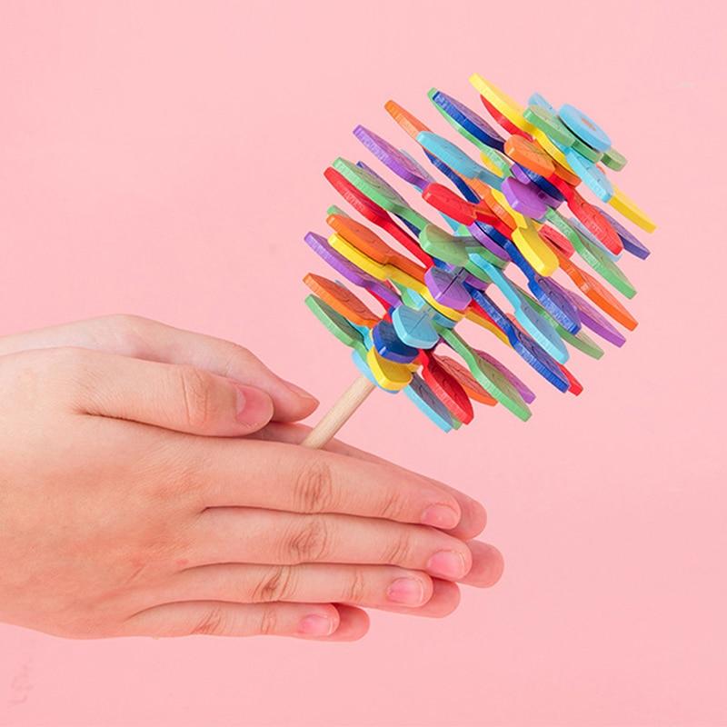 ZK20 Wooden Spiral Lollipop Toys Spin Magic Wand Stress Relief Fibonacci Sequence Fidget Toy for Adults Kids Antistress Gift