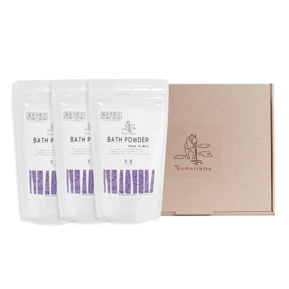 

Подарок Yumoribito Bath Salts Hot Spring Mix Hot Spring Mix 3 Piece Set Moisturizing Izu Famous Hot Springs Мерный контейнер включен в подарок