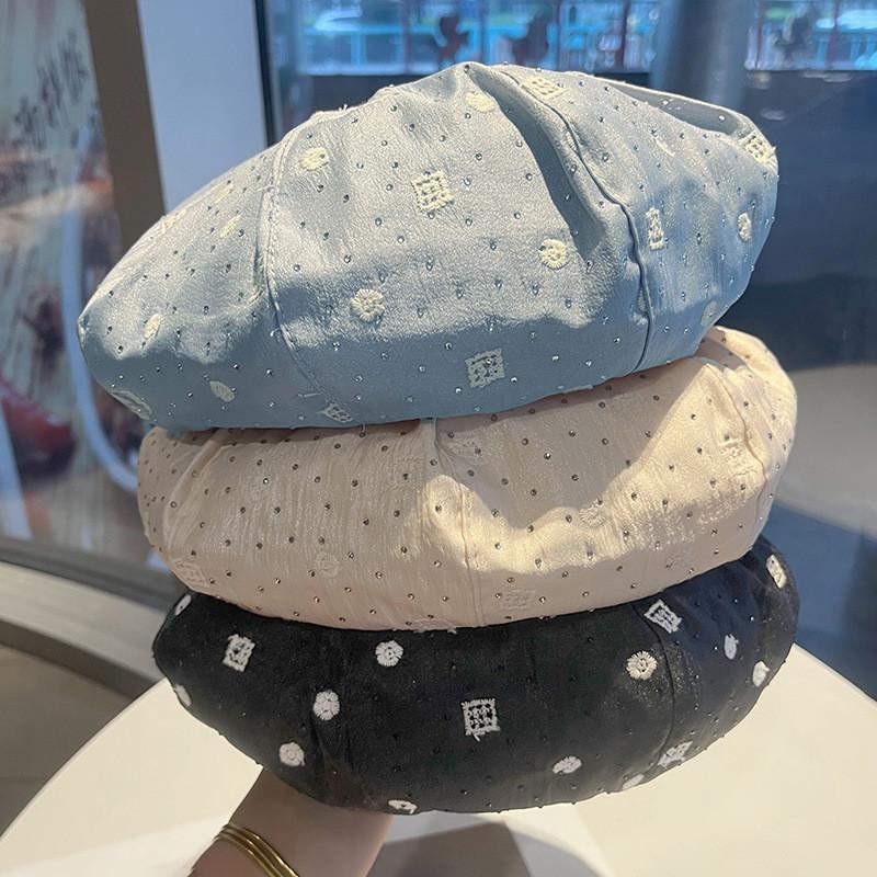Chic Vintage Plaid Beret Hat With Satin Shine Fabric For Women Winter Fashion