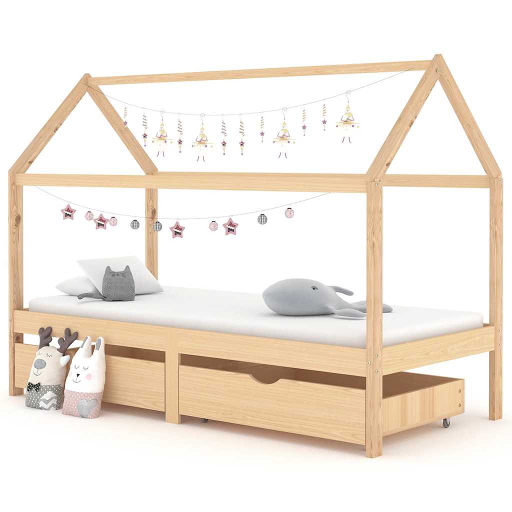 Children S Bed with Drawers Solid Pine Wood 90 X 200 Cm
