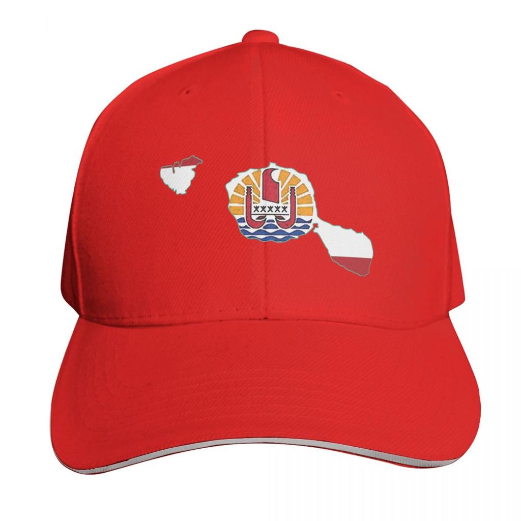 Tahiti Map with Tahitian Flag Baseball Cap Streetwear Golf Wear Bobble Hat Designer Cap Unisexs Baseball Womens