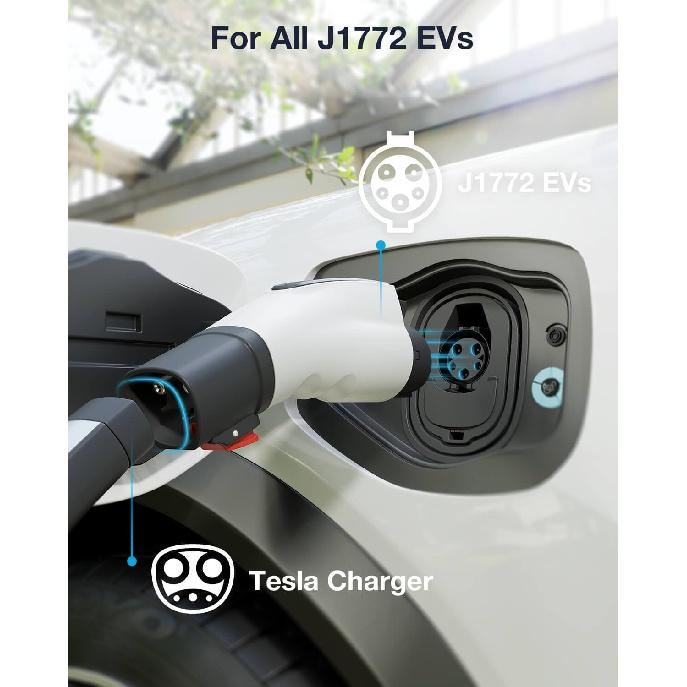 Wigoo Tesla to J1772 Charging Adapter [Fit for All J1772 EVs] Max 60A 250V, Adaptive Charging Power - Compatible with Tesla Gen 1 2 3