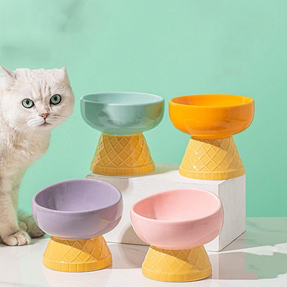 Oblique Mouth Ceramic Pet Bowl Neck Protection Pet Feeding Dish Raised Cat Bowl  Pet Feeding