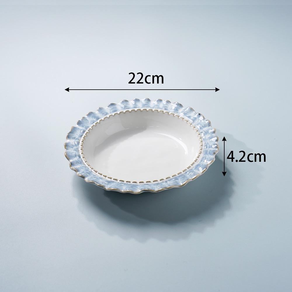 Fühl! Blaues Spitzen-Geschirrset: Steak, Frühstück, Westlich, Dessert, Obstteller