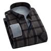 Camicia da uomo autunno inverno business risvolto manica lunga monopetto camicia formale slim fit stampa scozzese fodera in pile spesso top