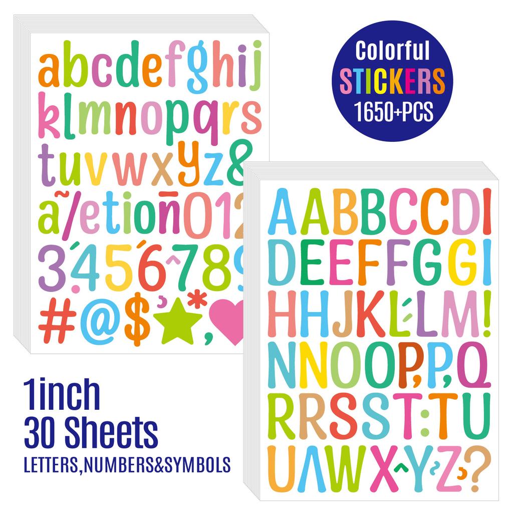 1-inch Letter Sticker Bright Film Art Body Waterproof Mobile Phone Case Water Cup Big Belly Cup DIY Alphanumeric Sticker