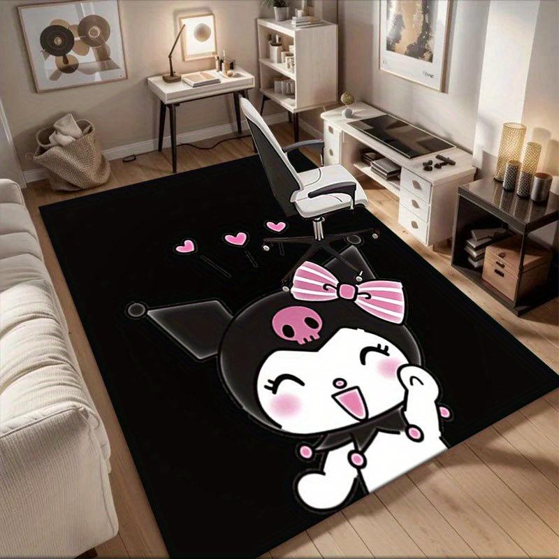 1pc Sanrio Kuromi Mermaid Printed Office Carpet Rectangle Rug Under The Table,Perfect Room Decor for Living Room, Bedroom, Kitchen, Non-slip Floor Mat