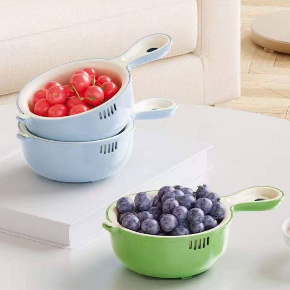 Space-saving Fruit Washing Basket Double-layer Drainage Basket Vegetable Washing