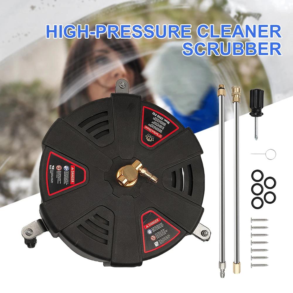 13'' High Pressure Washer Surface Cleaner Heavy Duty Floor Scrubber Surface Cleaner 2500PSI Telescopic Water Gun with 3 Wheel
