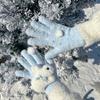 Mink Velvet Knitted Gloves Windproof Five Finger Gloves Fashion Plush Gloves
