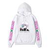 Hunter X Hunter Drinking Killua Hoodie Japanese Name Purple Letter Sleeve Anime Hooded Pullover Sweatshirt