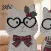 Small Wood Christmas Rustic Farmhouse Decor Cute Cat Tabletop Ornaments Wooden Kitty Figurine Creative Stocking