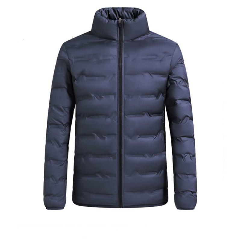 Men's Winter Self-Heating Insulated Down Jacket: Lightweight, Stand-Up Collar, Solid-Color Outerwear