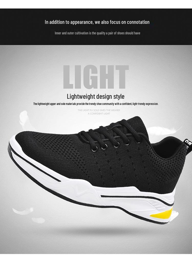 Autumn Men's Invisible Height-Boost Flyknit Sneakers – Breathable and Casual.