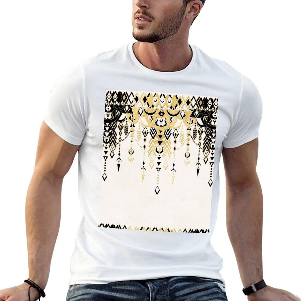 Modern Deco in Black and Cream TShirt Fashion Letter Print TShirt