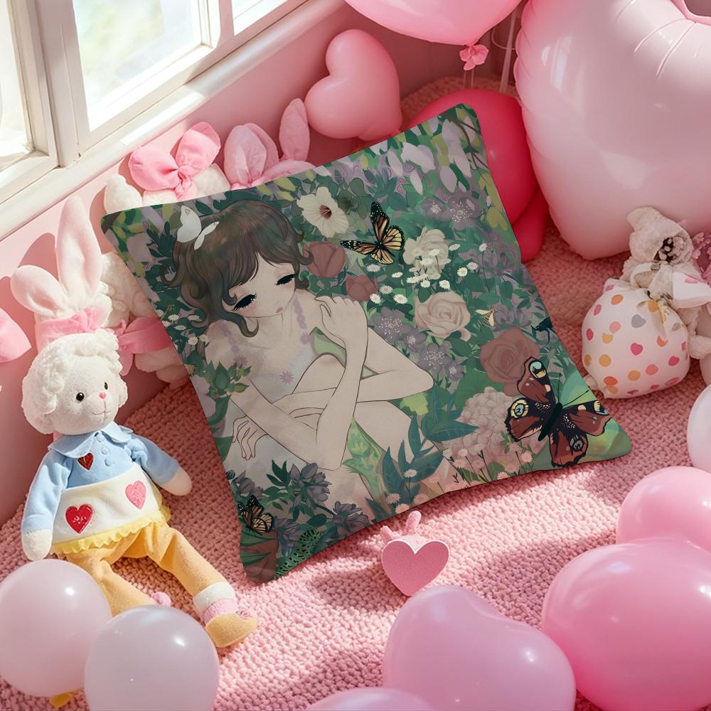 Art Aya Takano Cushion Cover Pattern Printed Pillowcase for Living Room Sofa Cushion Cover & Bedroom Decor
