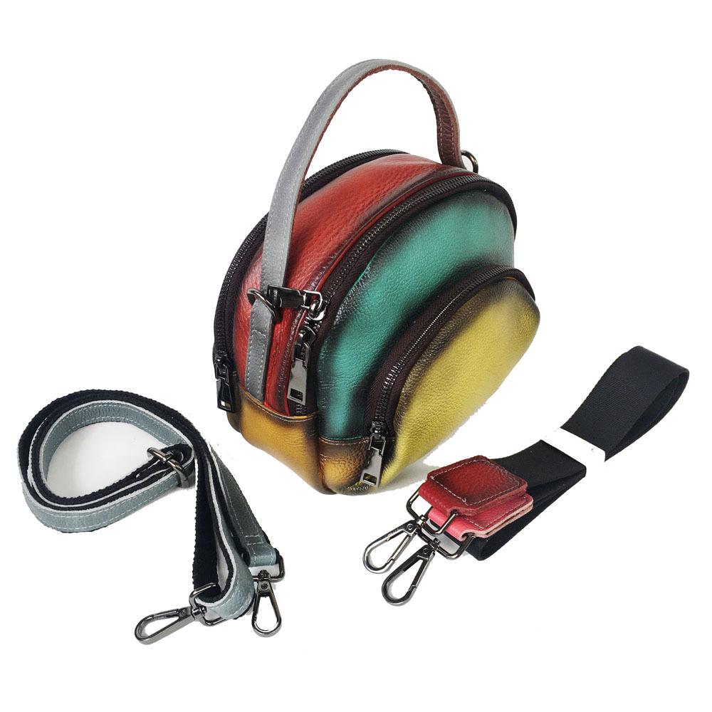 Borsa da Donna in Pelle Bovina a Colori Abbinati Portatile a Tracolla Obliqua Borsa da Donna Retro Lucida Versatile a Colori