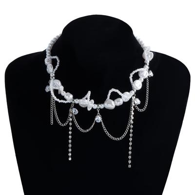 Imitation Pearls Necklace Tassel Neckchain Adjustable Accessories