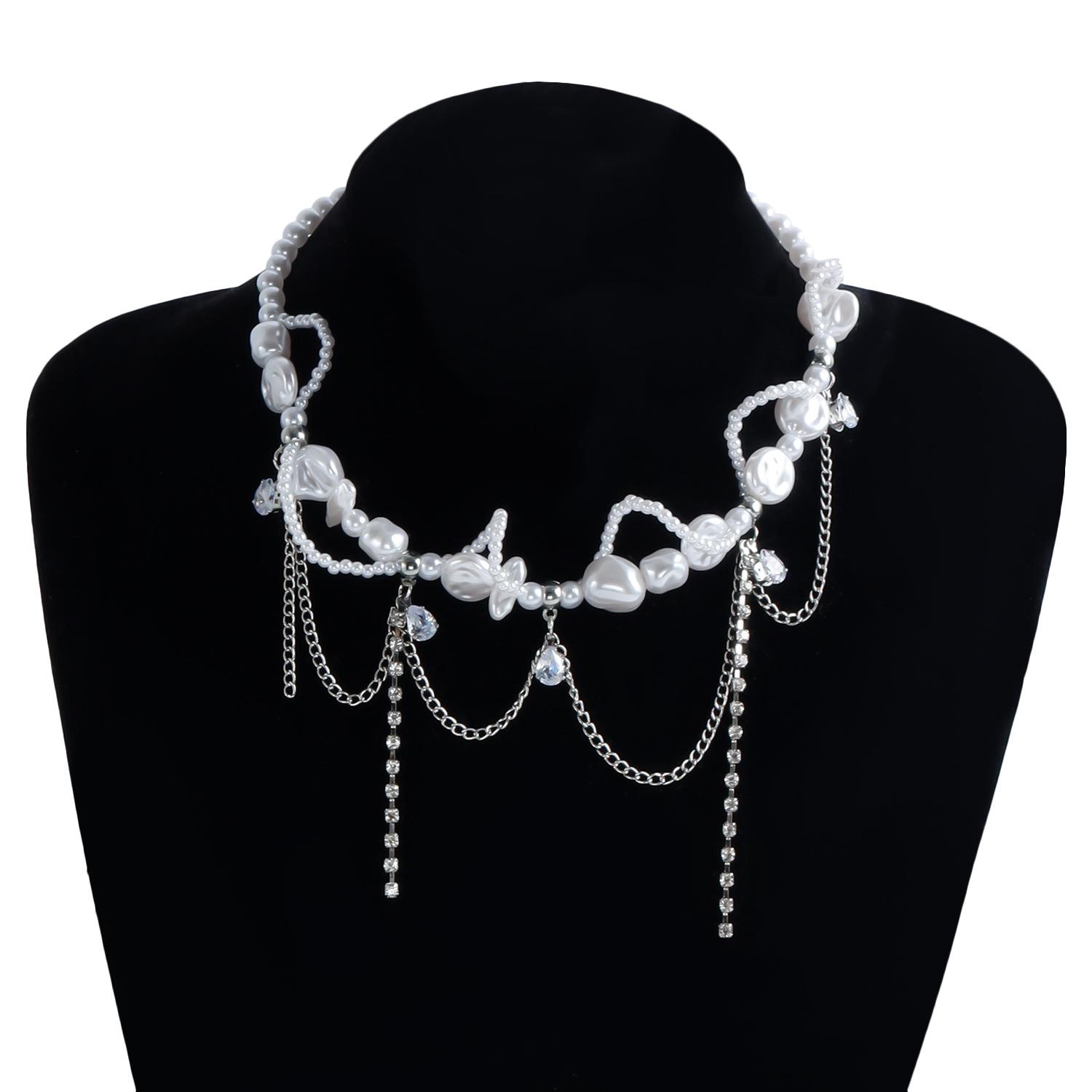 

Imitation Pearls Necklace Tassel Neckchain Adjustable Accessories