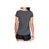 Under Armour HeatGear Armour Logo Print Crew Neck Sports T-Shirt Women Tops Gray 1328964-012