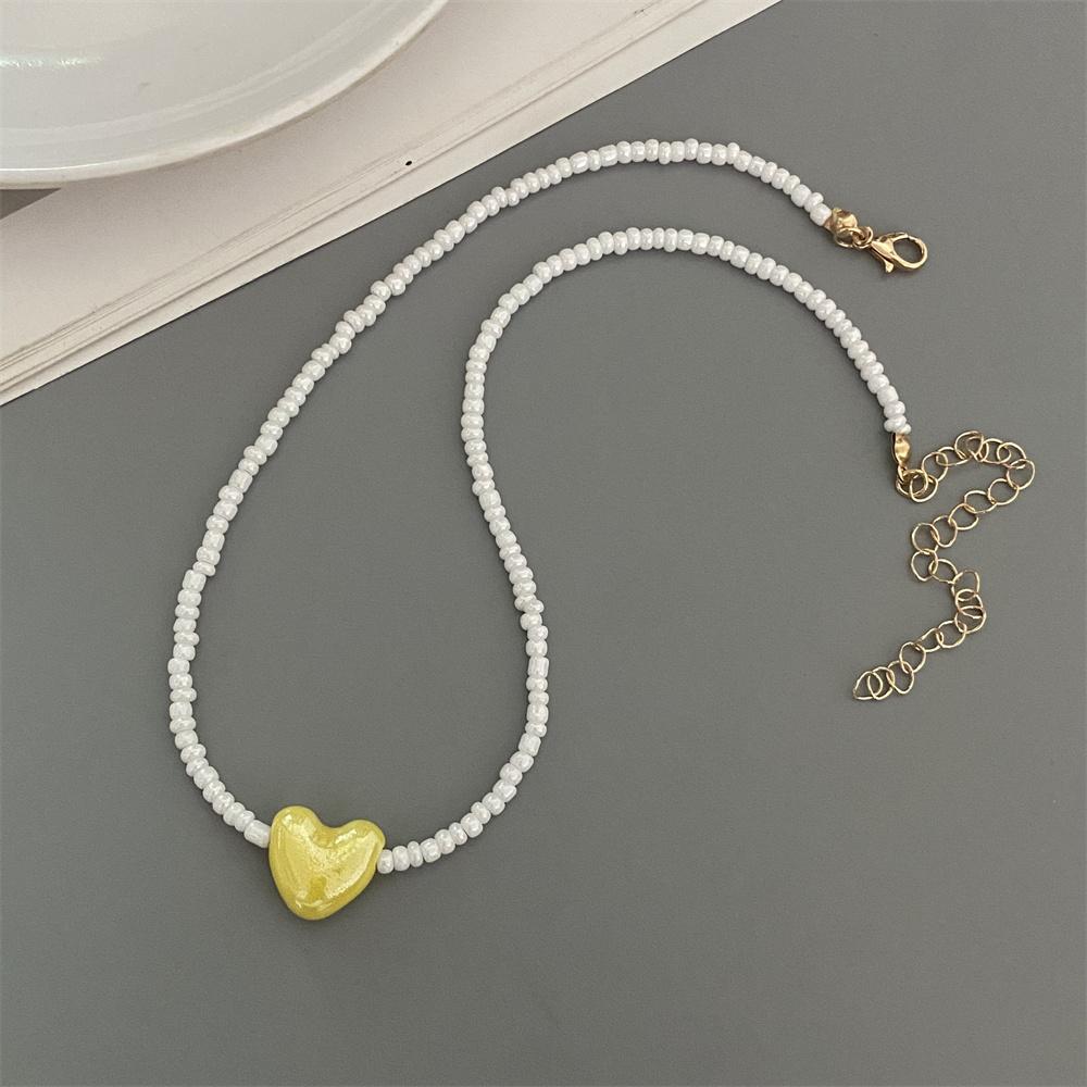 Korean Fashion Ceramics Love Heart Choker Necklace for Women Girl Colorful New Fashion Neck Jewelry
