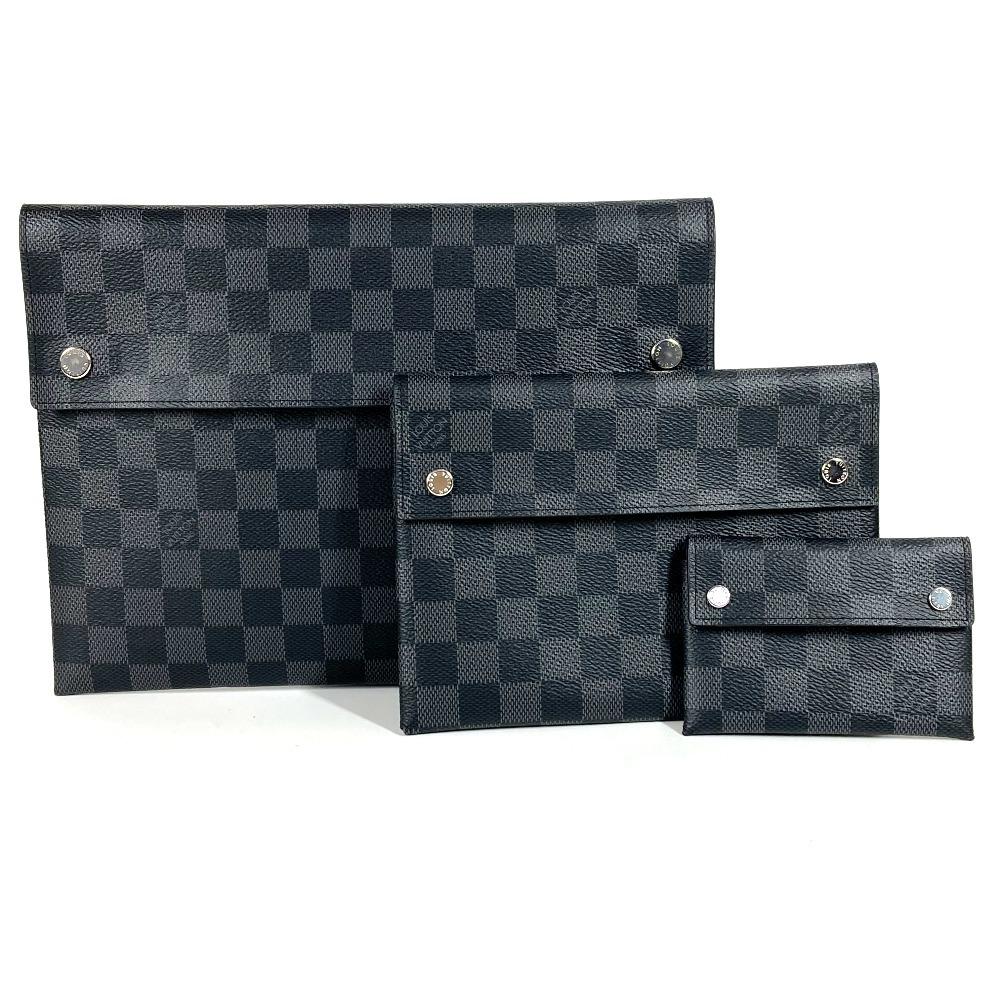 

Louis Vuitton N60255 Damier Graphite Alpha Triple Pouch 3-Piece Case Clutch
