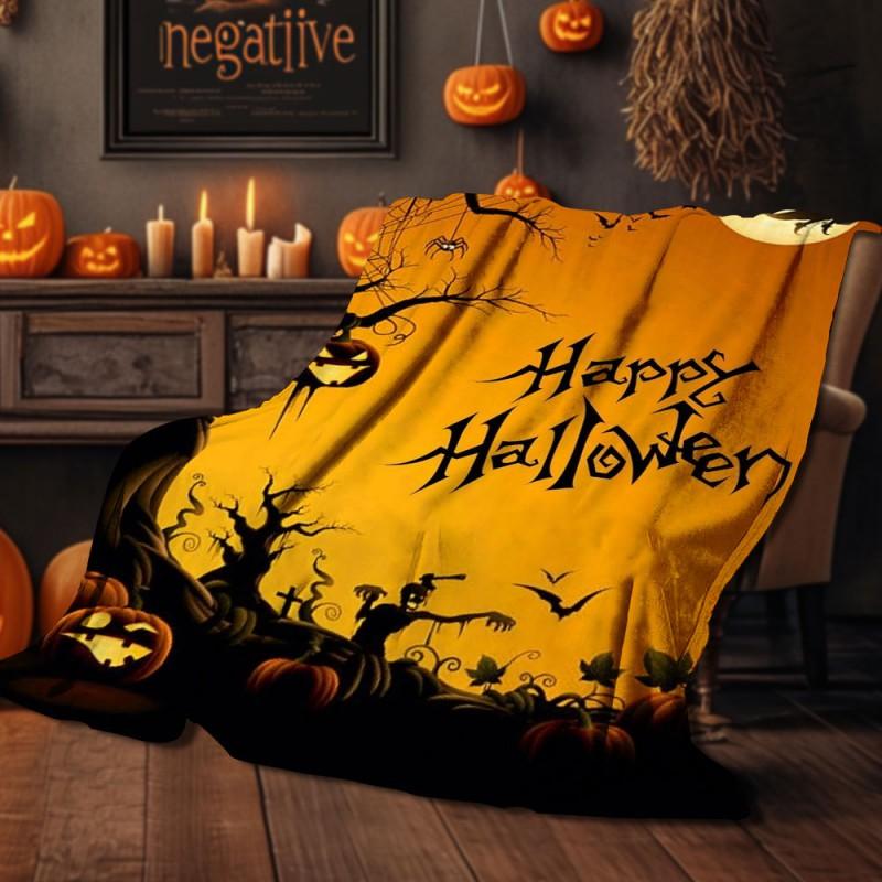 Halloween Print Flannel Blanket Soft Cozy Throw Bed Sofa Plush Fleece 70x100 To 150x200cm