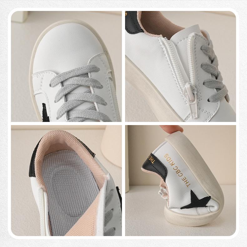 XSHX "Stars Dirty Bottom" Children's Board Shoes Spring and Autumn Boys and Girls Little White Shoes 2329