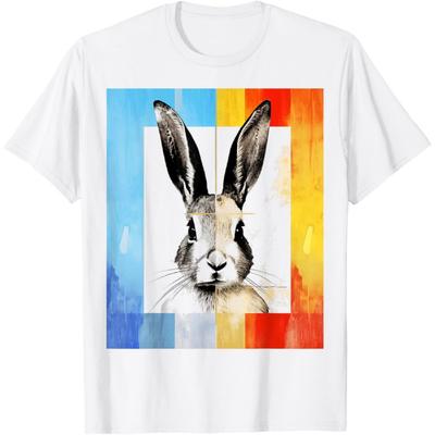 Rabbit Colorful Animal Drawing Art Geometric Motif Rabbit T-Shirt